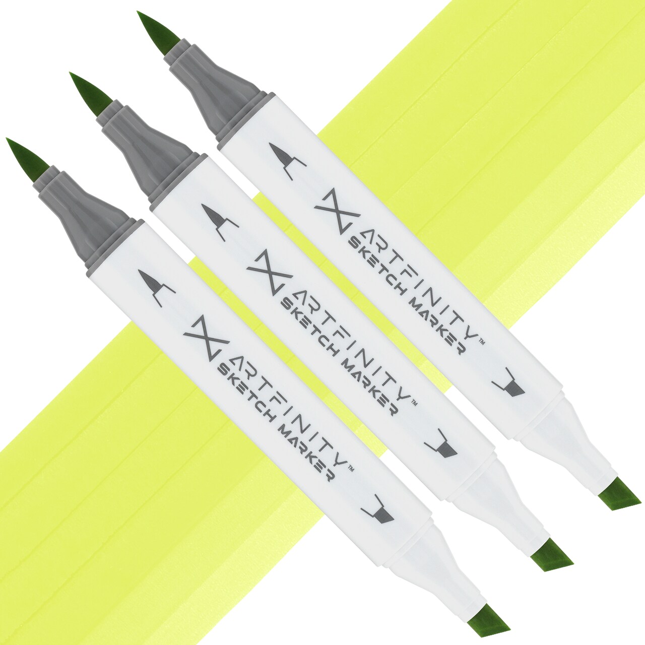 Artfinity Sketch Marker Sets - Set of 3 - ChartreUse YG1-3, Vibrant, Professional, Dye-Based Alcohol Markers for Artists, Drawing, Travel, & More